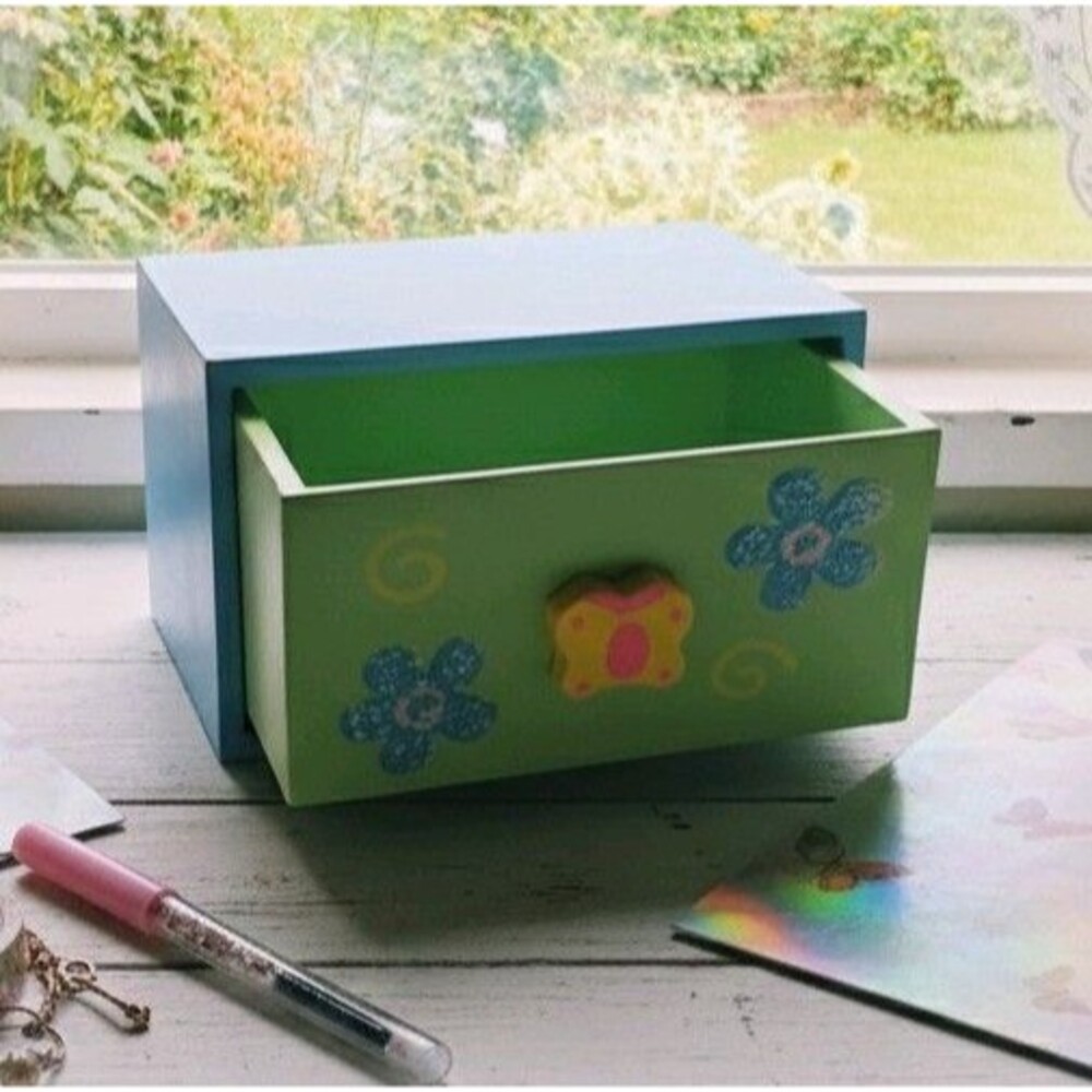 Vintage ​Dolgen Corp Small 5" x 3" x 2.75" Wood Drawer Trinket Y2K Cottagecore